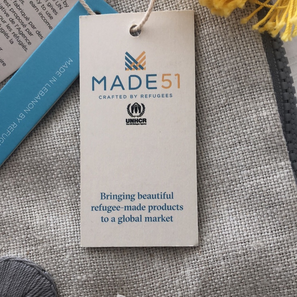 NWT Made 51 crafted by refugees UNHCR sunflower pouch - Picture 2 of 6